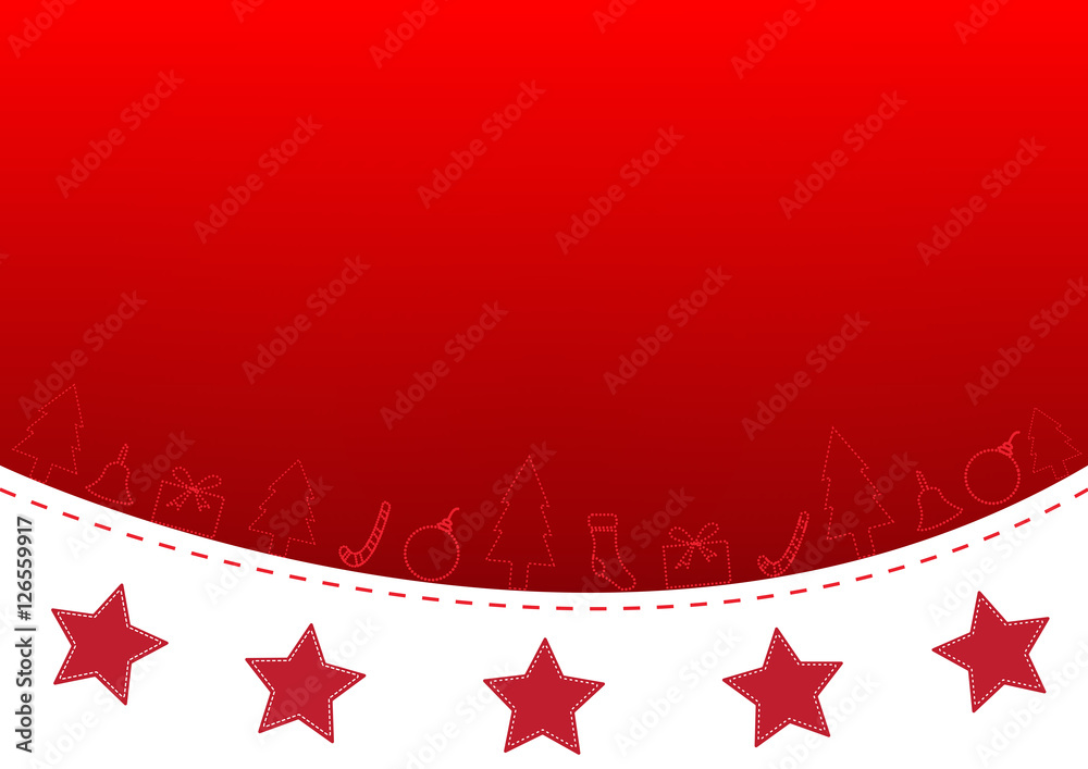 Red theme of Christmas in embroidery handcraft design background that