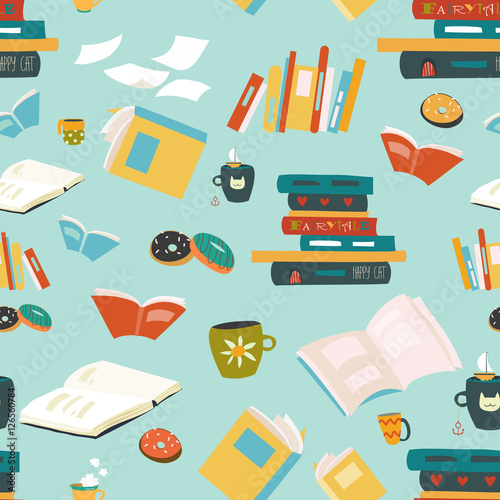 Seamless pattern with books