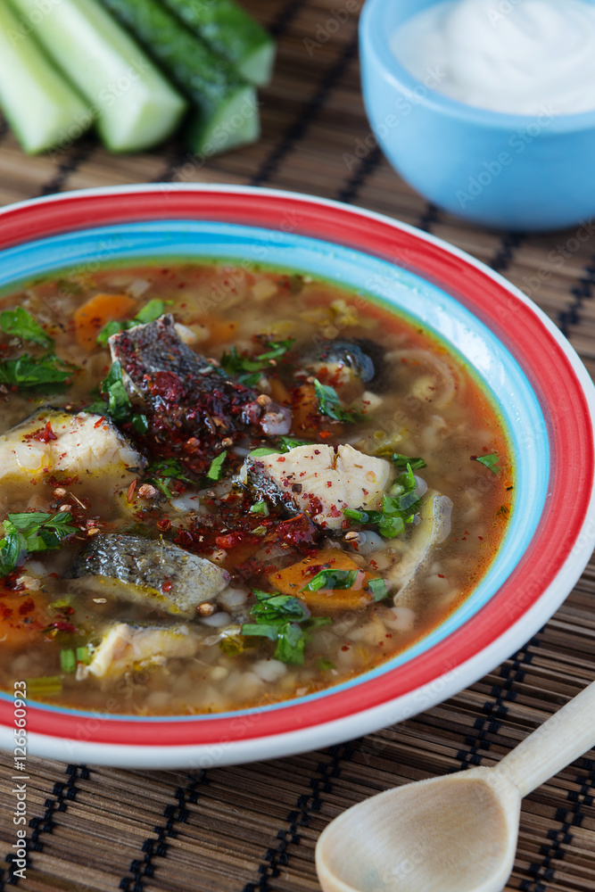 Fish soup with sour cream