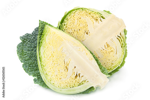 Savoy cabbage on white