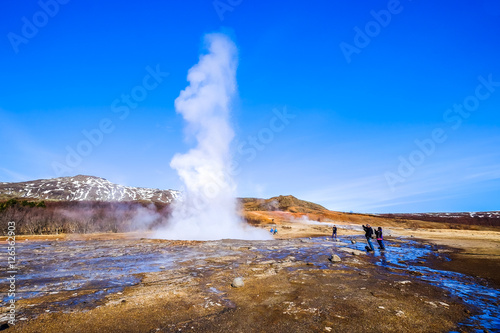 Strokkur geysir eruption, Golden Circle, Iceland