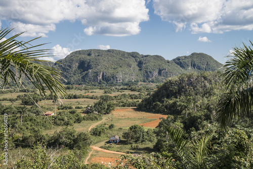 Kuba,Vinales; Das  " Vinales Tal  " mit dem Karstgebirge, die " Mogoten ".