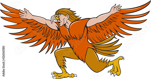 Lleu Llaw Gyffes Spread Eagle Cartoon