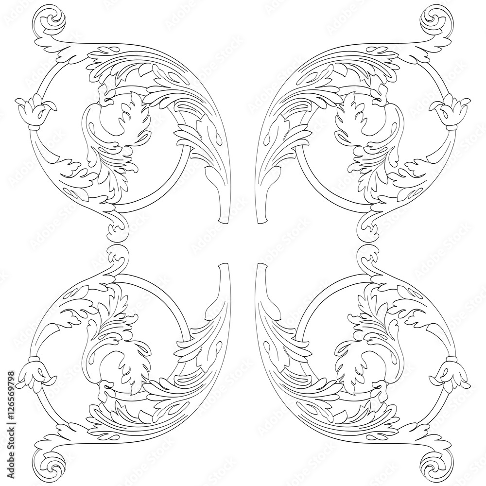 Fototapeta premium Rama w stylu barokowym, ornament. Wektor.