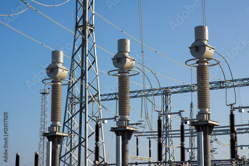 High voltage power transformer in substation
