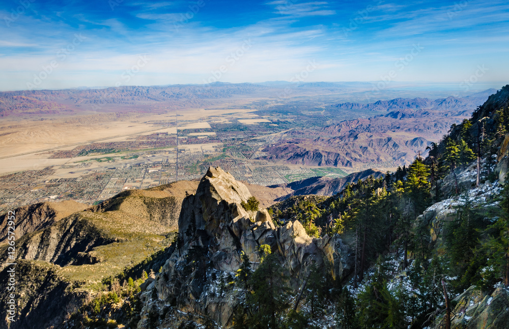 Aerial Tramway view from San Jacinto mountain overlooking Palm Springs California