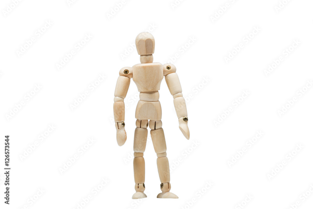 The wooden man on a white background The wooden man on a white background