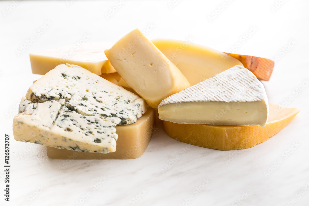Different kinds of cheeses.