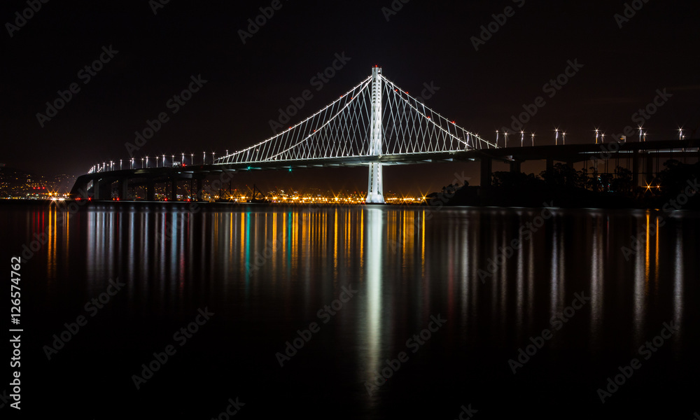Night view of the section, Bay Bridge.