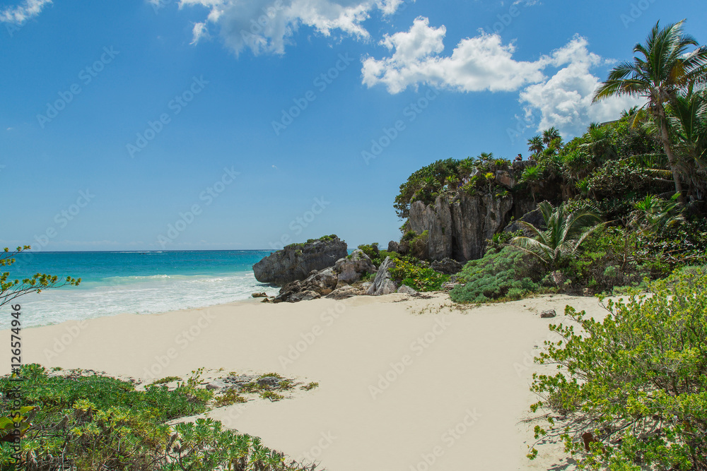 Beautiful beach on the Caribbean coast. Tulum, Mexico