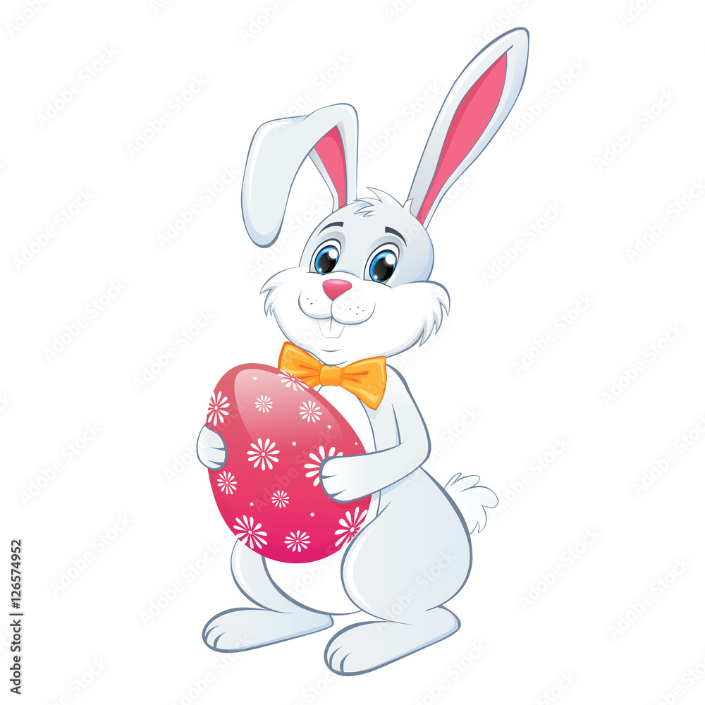 Obraz premium Easter Bunny holding egg Happy Easter