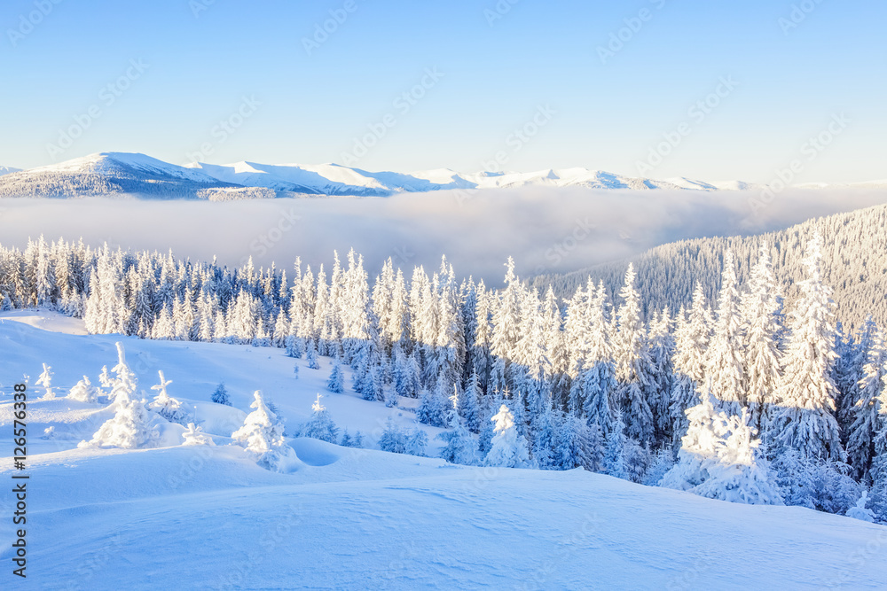 Obraz premium Snow covered hill and peak.
