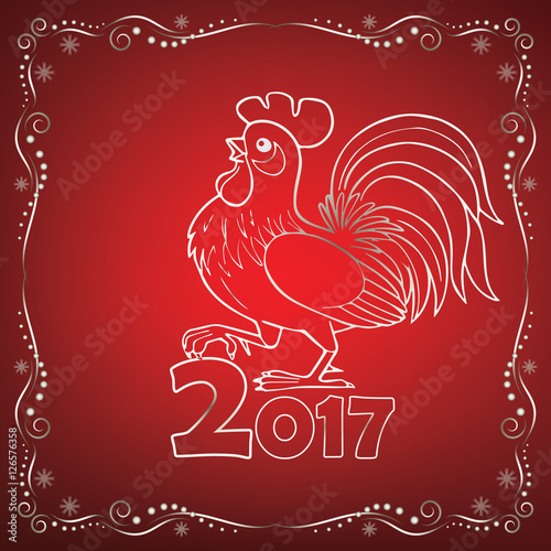 Cute rooster  the symbol of the new year on the eastern calendar.