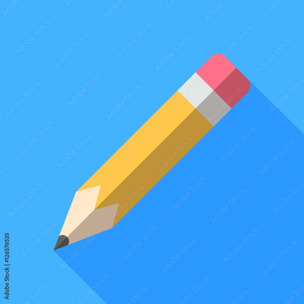 Colorful pencil icon in modern flat style with long shadow. Vector illustration. Colorful pencil icon in modern flat style with long shadow. Vector illustration.