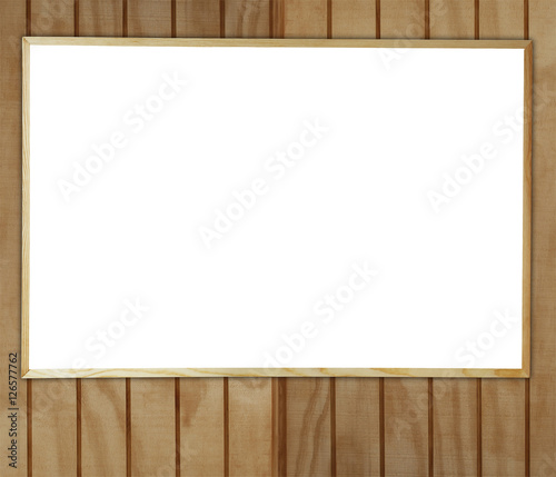 White blank noticeboard on wall. Copy space 