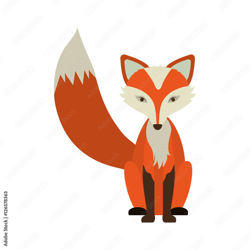 Obraz premium Fox icon. Animal cartoon and nature theme. Isolated and drawn design. Vector illustration