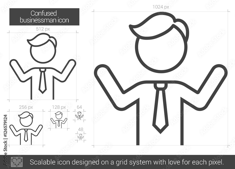 Confused businessman line icon. Confused businessman line icon.