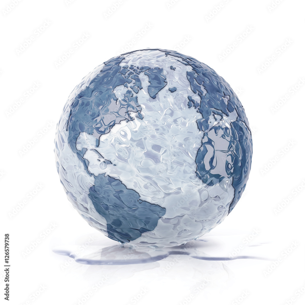 ice globe 3D illustration north and south america map on white background ice globe 3D illustration north and south america map on white background
