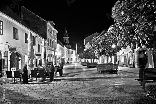 Varazdin baroque old street evening black & white