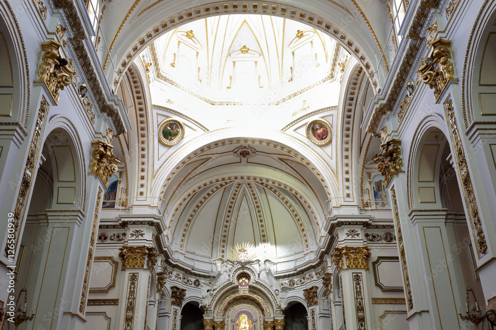 Interior of Church Nuestra Sra del Consuleo of Altea, province of Alicante, Spain