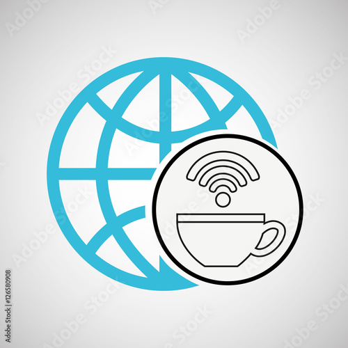 connection concetp globe coffee internet wifi vector illustration eps 10