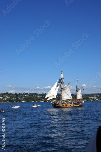 The ketch, Hawaiian Chieftain, sails on Lake Washington