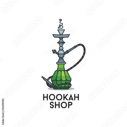 Hookah shop. Colored illustration