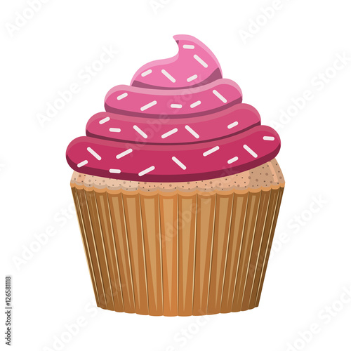 sweet cupcake dessert icon over white background. colorful design. vector illustration