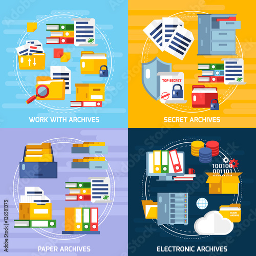  Archive Concept Icons Set 