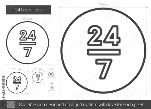 Twenty four hours line icon.