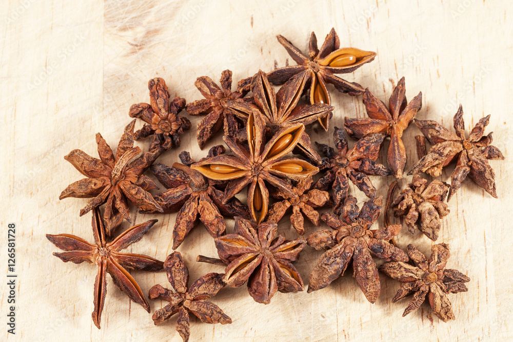 Stars of dried anise (Illicium verum) isolated on white background Stars of dried anise (Illicium verum) isolated on white background