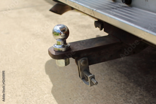 Photography tow-bar on back of car