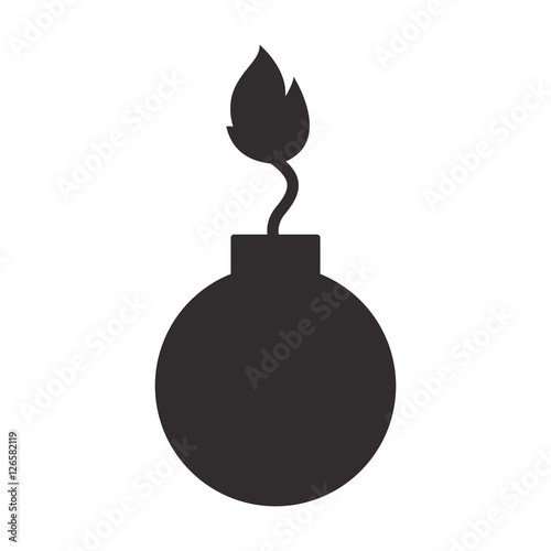 silhouette of explosive bomb with fire flame icon over white background. vector illustration