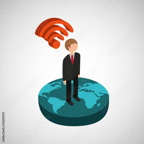 global connection wifi digital businessman vector illustration eps 10