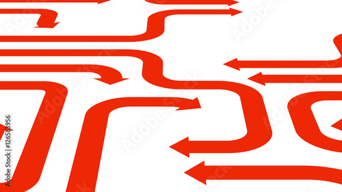 Orange arrows on white surface, 3d illustration