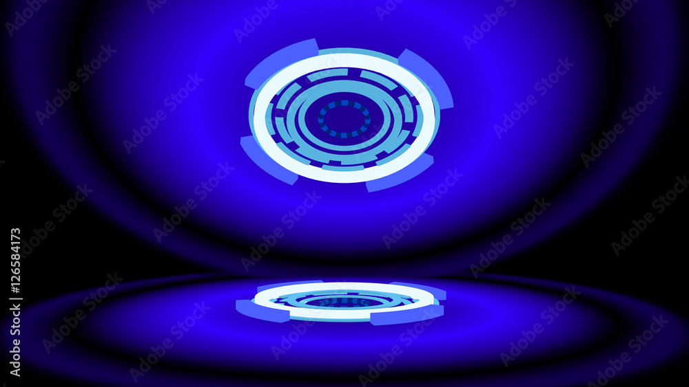 Sci-fi gizmo with glowing rings, 3d illustration Sci-fi gizmo with glowing rings, 3d illustration