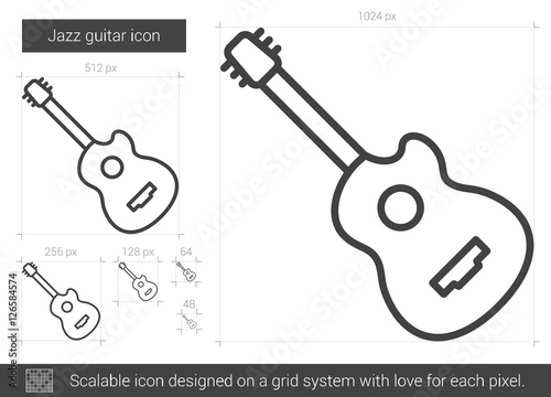 Jazz guitar line icon.