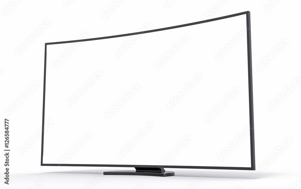 3D Isolated Curved TV Screen. LED Smart LCD 1080p. 3D Isolated Curved TV Screen. LED Smart LCD 1080p.
