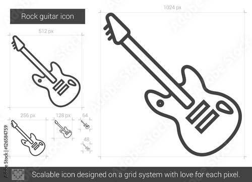 Rock guitar line icon.