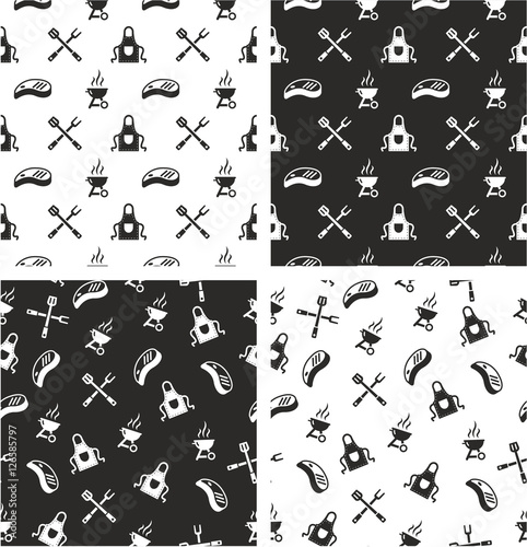 Barbecue Aligned & Random Seamless Pattern Set