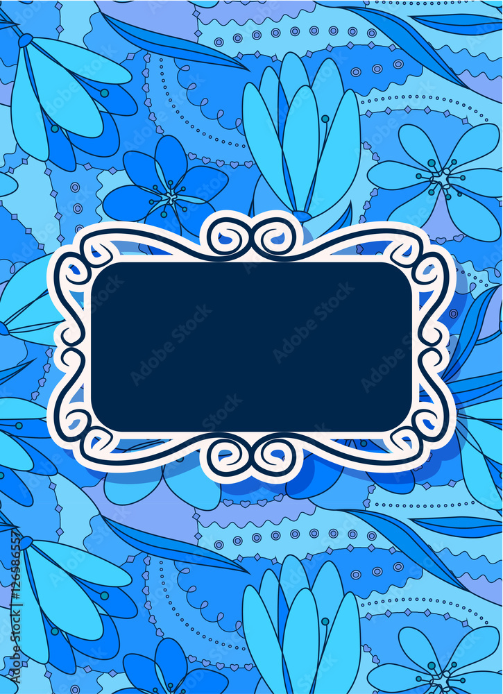 Colorful floral card with banner