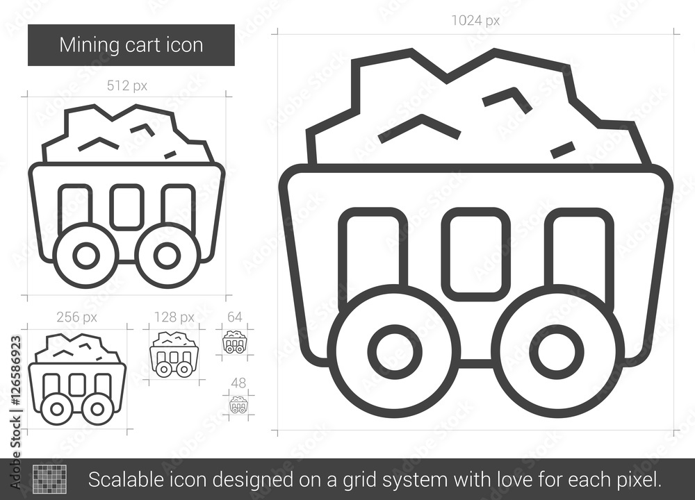 Mining cart line icon.