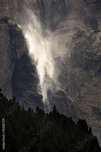 The big waterfall  Cirque of Gavarnie  Pyrenees  France 