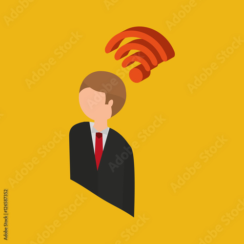 global connection wifi digital businessman vector illustration eps 10
