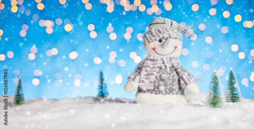 Obraz premium Christmas background with snowman
