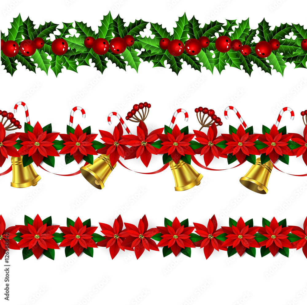 Set of n Seamless Christmas borders Set of n Seamless Christmas borders