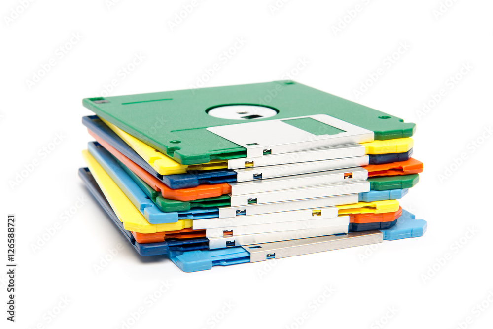 Stack of colored floppy disks Stack of colored floppy disks