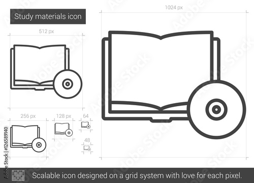 Study materials line icon.