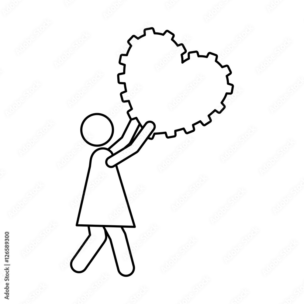 woman pictogram holding gear shape heart cartoon icon image vector illustration design woman pictogram holding gear shape heart cartoon icon image vector illustration design