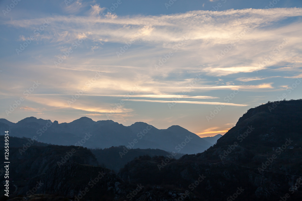 Mountains Over the Sunset. Montenegro